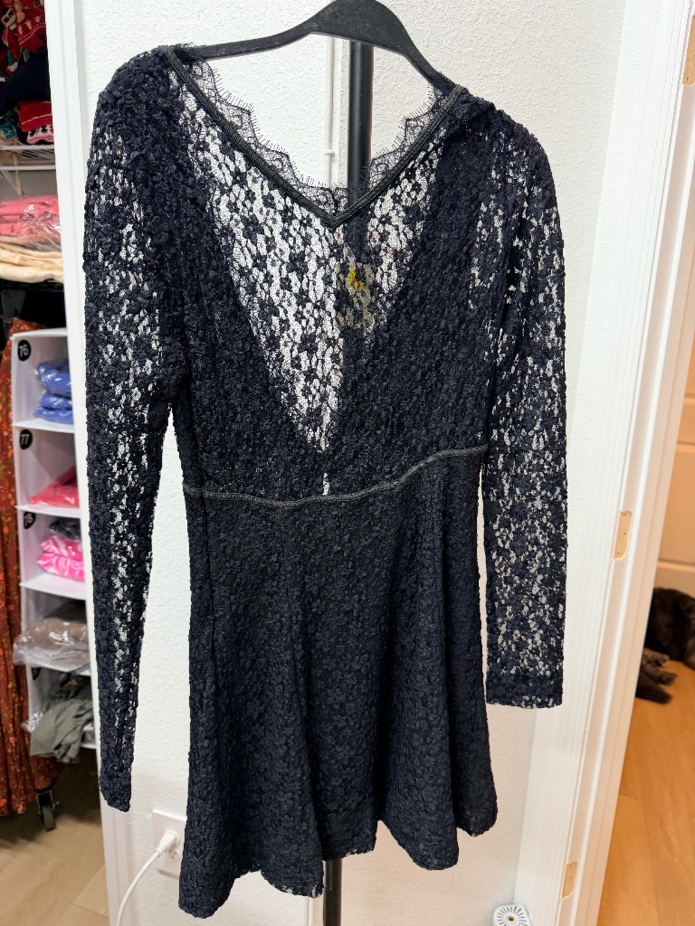 FREE PEOPLE - Lace Long Sleeve Mini Dress